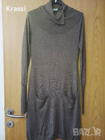 Кафява рокля Jiu Ko jeans L, снимка 2 - Рокли - 52866645