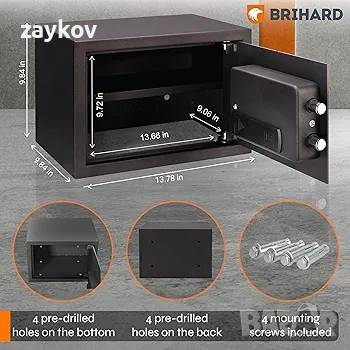 биометричен сейф 25x35x25см, черна стомана, пръстов отпечатък и цифрова клавиатура, снимка 2 - Друга електроника - 53478202