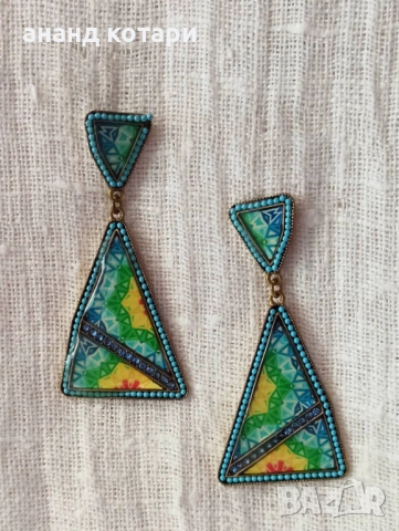 Обеци мандала принт от Индия М38-42, снимка 2 - Обеци - 39013701