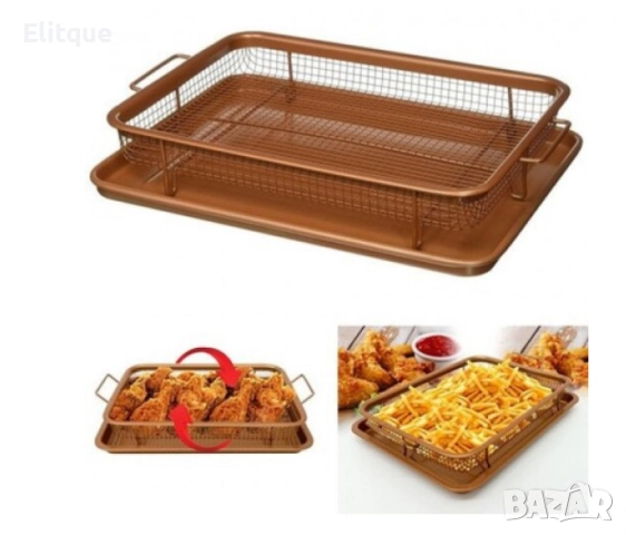Комплект правоъгълна мрежеста кошница + тава от въглеродна стомана, снимка 12 - Други - 52778731