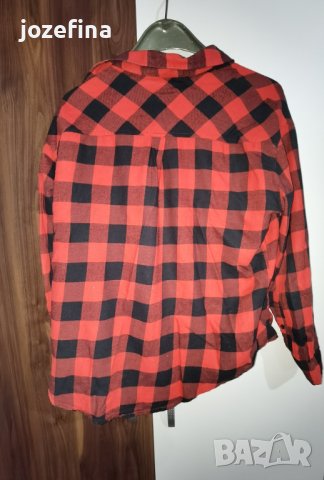 Риза дамска бархетна червено и черно каре, снимка 3 - Ризи - 43330647