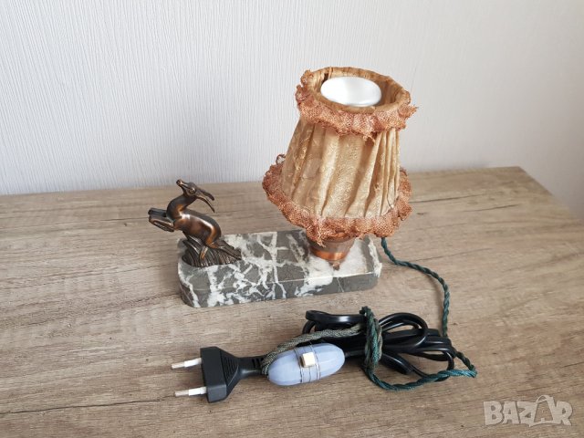 Стара малка нощна лампа мрамор и бронз