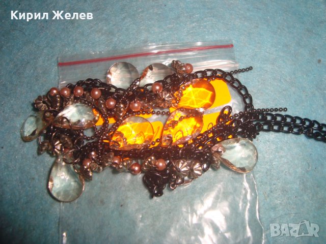СКЪПОЦЕННА РЕТРО АРТ НУВО ОГЪРЛИЦА  ГОЛЕМИ ФАСЕТИРАНИ БОХЕМСКИ КРИСТАЛНИ ВИСУЛКИ 27122, снимка 7 - Колиета, медальони, синджири - 35053214