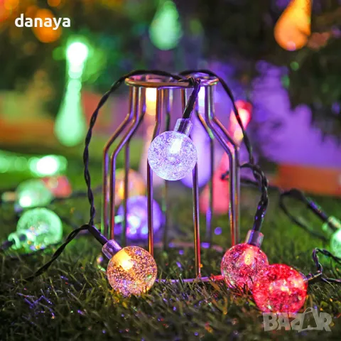 5429 Многоцветни соларни лампички Топчета соларен гирлянд, 3 метра, снимка 2 - Градински мебели, декорация  - 47806199