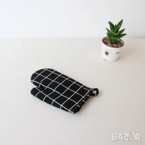 Ръкавица за фурна, памук / лен, 16x27 см, черно бяло и многоцветна , снимка 9 - Аксесоари за кухня - 48648500