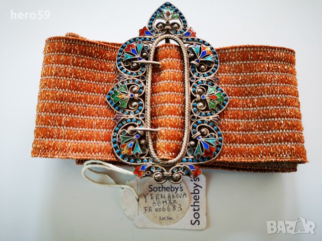 Сребърна сребро 84 катарама с емайл Царска Русия/фирма Фаберже/пафта,пафти,накит, снимка 1