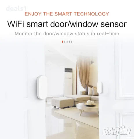 Tuya Смарт WiFi Сензор за врати и прозорци Известия в реално време Smart Life APP Съвместим с Alexa , снимка 4 - Друга електроника - 51016914