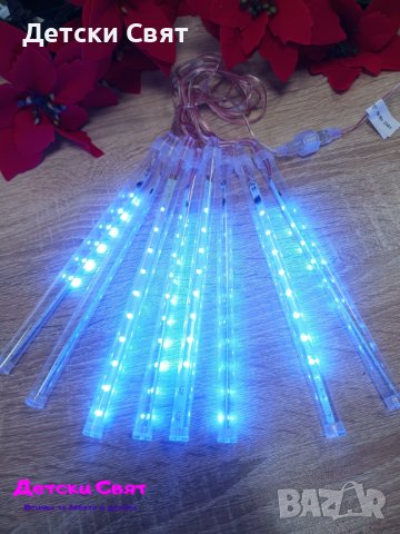 LED Коледни лампички висулки, падащ сняг сини, снимка 1 - Декорация за дома - 43336819