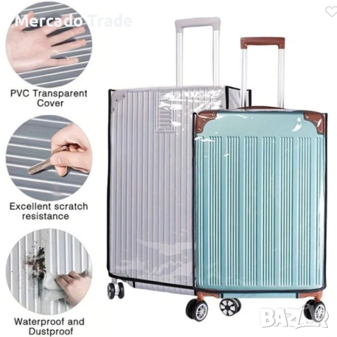 Прозрачно предпазно покривало за куфар Mercado Trade, Два размера, снимка 3 - Куфари - 53520401