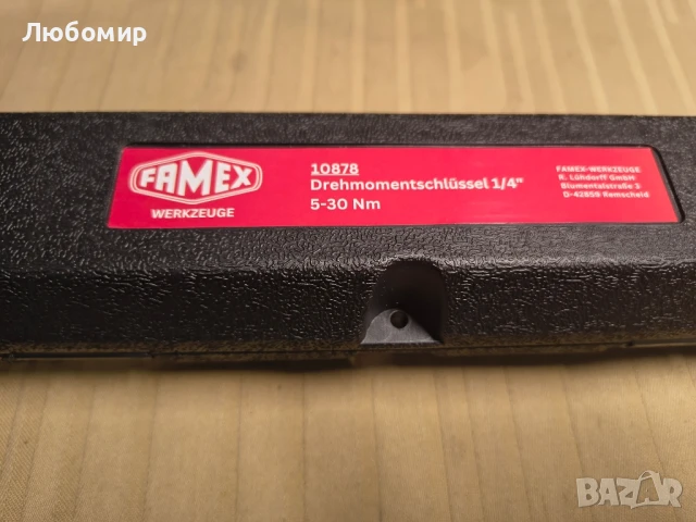 FAMEX 10878 Динамометричен ключ 1/4" задвижване 5-30Nm задвижване - За измерване в двете посоки , снимка 11 - Ключове - 51160378