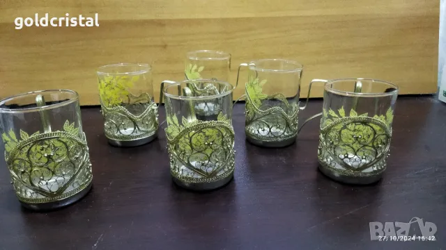 руски стакани подстакани филигран чаши за чай, снимка 7 - Антикварни и старинни предмети - 47740218