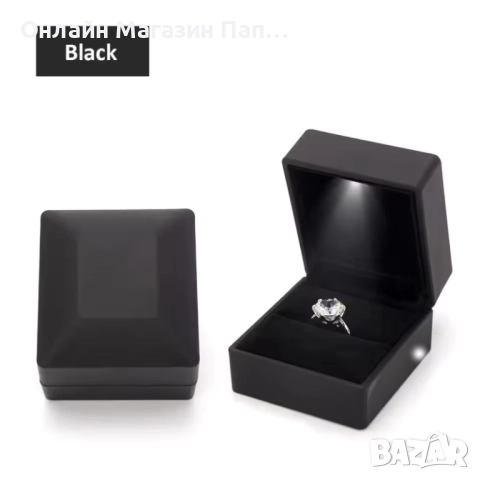 Луксозна кутия за пръстен или обеци с LED лампичка – черна или червена, снимка 2 - Други - 52352531