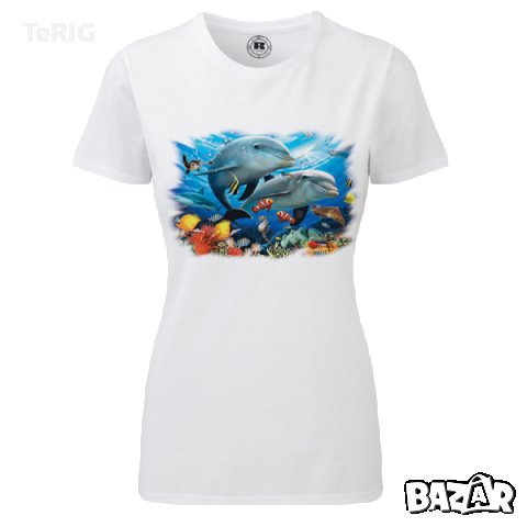 делфини под вълните - соларна тениска, снимка 2 - Тениски - 37325571