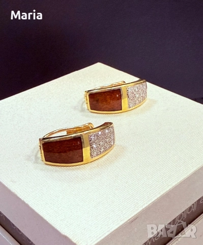 Дамски обеци жълто злато и брилянти, снимка 12 - Обеци - 52497821