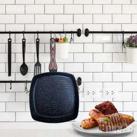 Висококачествен грил тиган с незалепващо гранитно покритие, 26 см, снимка 2 - Съдове за готвене - 52901971