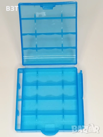 КУТИЯ ЗА СЪХРАНЕНИЕ НА 4 БРОЯ БАТЕРИИ AA/AAA ПЛАСТМАСОВА ПРОЗРАЧНА СИНЯ, снимка 2 - Кутии за съхранение - 53292006