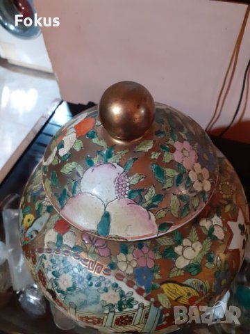 Satsuma Сатцума стара голяма ваза буркан порцелан печат, снимка 4 - Антикварни и старинни предмети - 43170808
