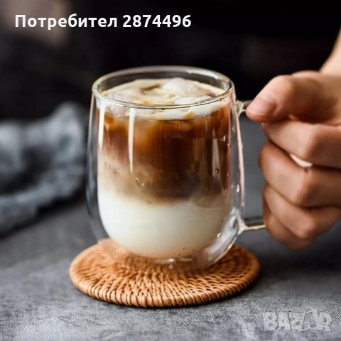 2963 Чаша от двустенно стъкло за топли, студени напитки, снимка 8 - Чаши - 35356468