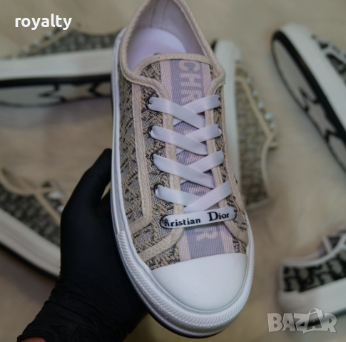 Дамски маратонки Dior Oblique - Бежаво, снимка 2 - Маратонки - 52423372