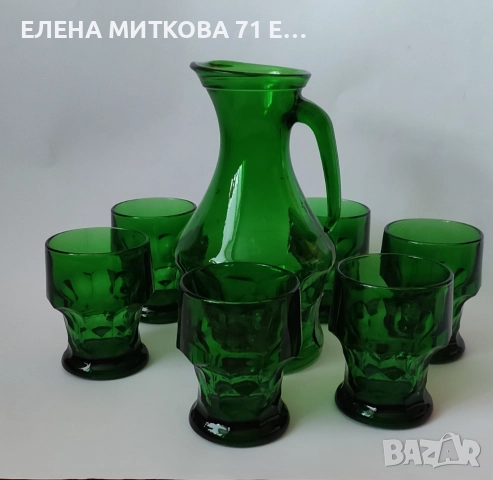 Масивен италиански сервиз от изумруденозелено стъкло, снимка 3 - Сервизи - 52777336