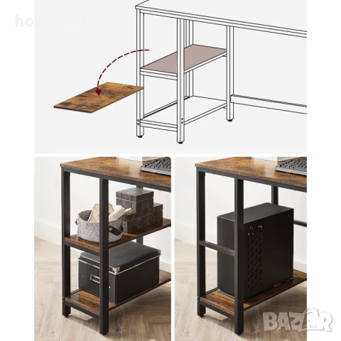 ПРОМОЦИЯ Офис бюро с място за съхранение VASAGLE LWD47X, снимка 7 - Бюра - 50766675