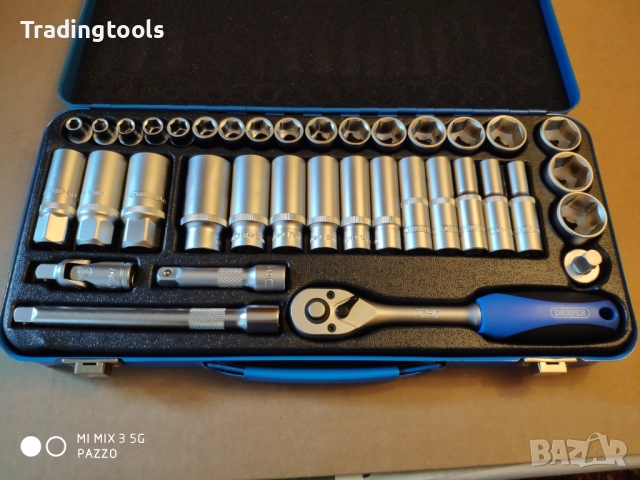 DRAPER гедоре /гидория 3/8 37части вложки камъни комплект метална кутия, снимка 2 - Гедорета - 52864176