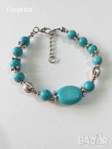 Новата ни Тюркоазена гривна с Тибетски Тюркоази и орнаменти в цвят Сребро , снимка 6 - Гривни - 36719075