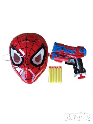 Комплект на Спайдърмен/Spiderman Маска и Пистолет с меки стрели, снимка 2 - Други - 43743496