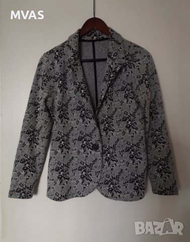 Ново дамско есенно сако с дълъг ръкав сиво с черно L размер