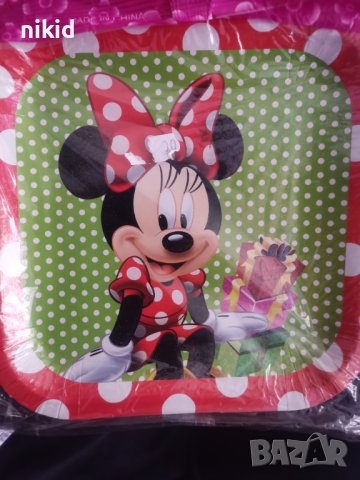 червен кант Мини Маус minnie 10 бр парти чинии чинийки, снимка 2 - Чинии - 19334527
