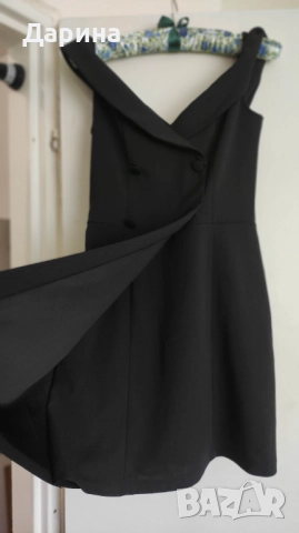 Мини черна Рокля Bershka, снимка 3 - Рокли - 51555403