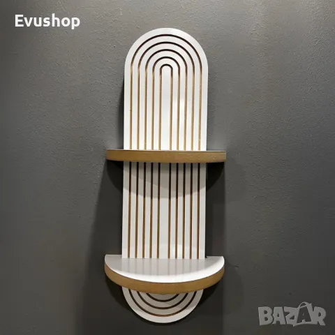 Дъбова Декоративна Стенна Етажерка бяло 54x20 см, снимка 2 - Лампи за таван - 50177483