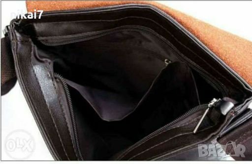 мъжка чанта кожена с презрамка за през гърди шах мат черна, снимка 6 - Чанти - 28036004