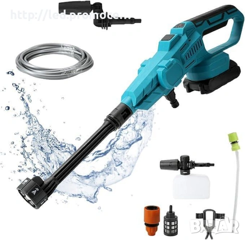 Акумулаторна Безчеткова Водоструйка с дисплей KraftRoyal 6в1, Включени 6 накрайника и 2 Батерии, 36V