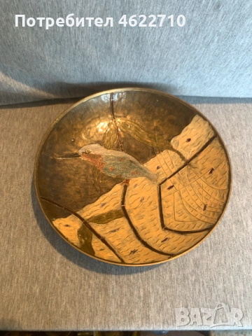 Месингова и емайлирана купа, снимка 2 - Антикварни и старинни предмети - 53584197