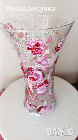 Големи ръчно рисувани стъклени вази, снимка 10 - Декорация за дома - 47083242