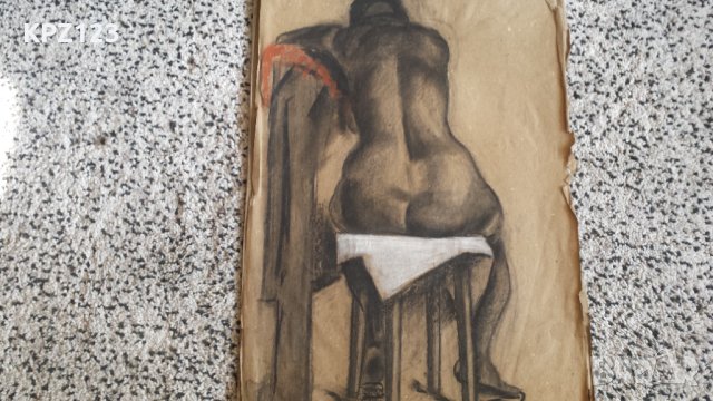 СТАРА ГРАФИКА ГОЛО ЖЕНСКО ТЯЛО, снимка 2 - Картини - 29067850