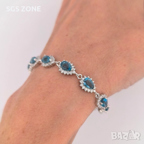 СРЕБЪРНА ГРИВНА С ЛОНДОНСКИ ТОПАЗ, снимка 6 - Гривни - 52295966