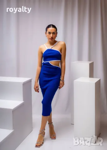 Стилна синя дамска рокля , снимка 2 - Рокли - 49703006