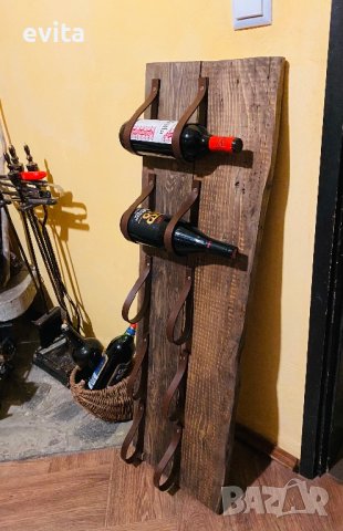Елегантна стойка за 2–10 бутилки вино – кожа или премиум въже