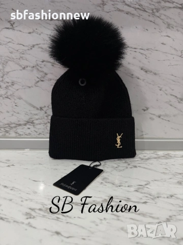 Шапка с естествен пух, снимка 2 - Шапки - 53217377