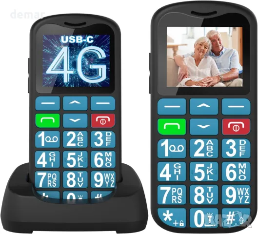Tosaju мобилен телефон 4G с големи бутони, за възрастни, отключен, SOS бутон