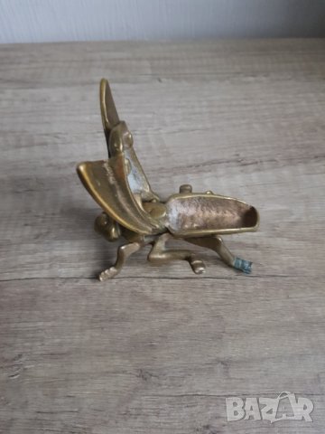 Месингов пепелник муха, снимка 2 - Антикварни и старинни предмети - 38925521