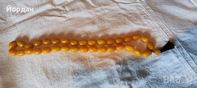 Кехлибарена броеница 33 броя с поп, снимка 2 - Антикварни и старинни предмети - 50757095