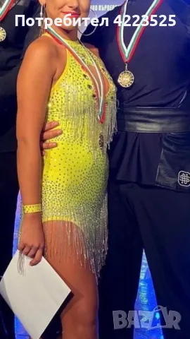 Рокля за латиноамерикански танци! ХС-С размер! Цвят неон! , снимка 2 - Рокли - 47623743