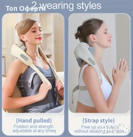 Акумулаторен масажор с топлина за врат,гръб,рамена,крака,за мускулна релаксация, снимка 11 - Масажори - 49425838