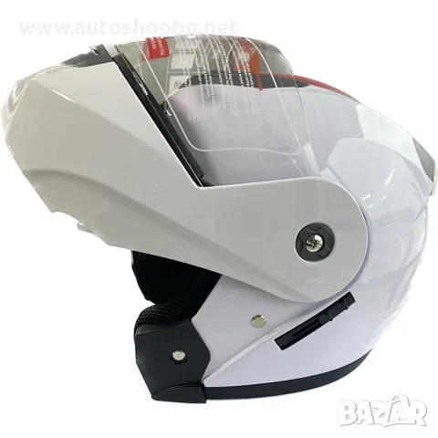 Каска за мотор -бяло / червено ГЛАНЦ, снимка 2 - Аксесоари и консумативи - 50154195