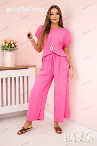 Дамски вискозен комплект от две части, плисирана блуза + панталон, 13цвята , снимка 10 - Комплекти - 50322715