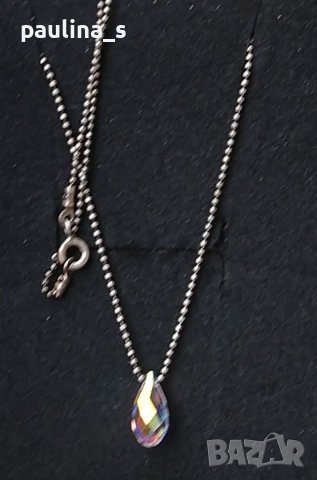 Сребърно колие проба 925 с висулка Сваровски, снимка 4 - Колиета, медальони, синджири - 40827975