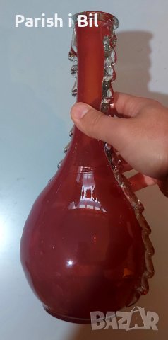 Червена стъклена ваза, снимка 6 - Вази - 38875103